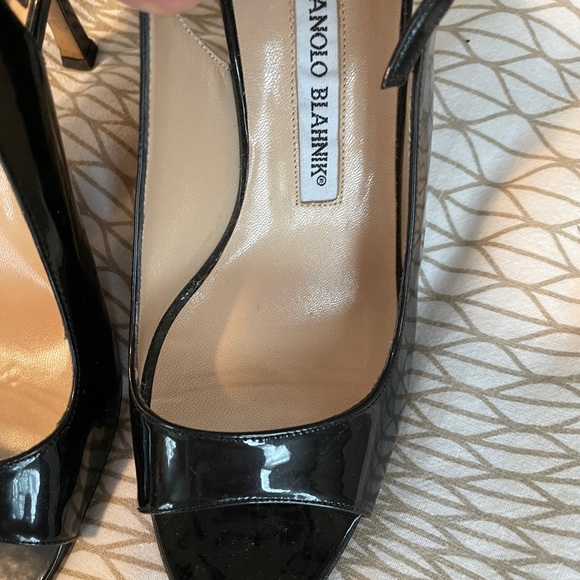 Manolo Blahnik Patent Leather Peep-toe Heels - Picture 3 of 4